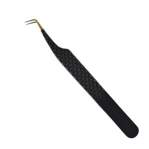 90 Degree Eyelash Tweezers Plasma Black Coated Manufacturers Sialkot, Pakistan.